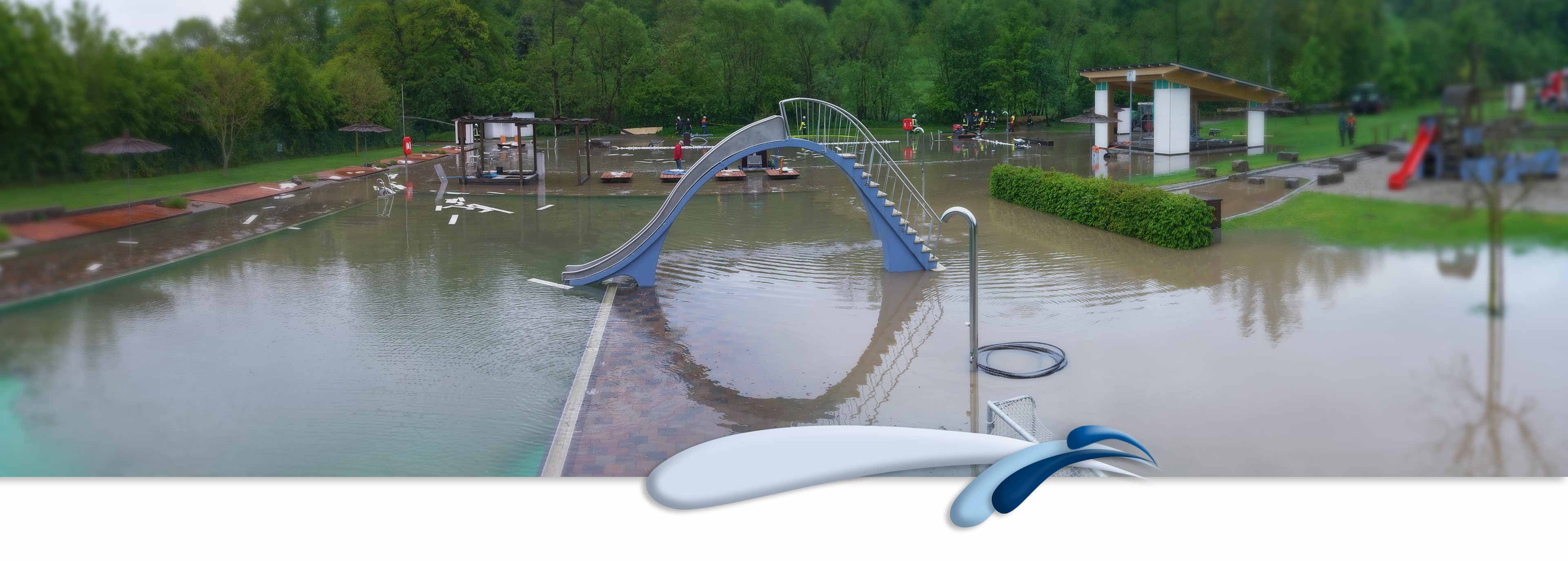 Katastrophe Hochwasser Freibad Ebrach